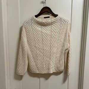 Zara Cream Cable Knit Cowl Neck Sweater